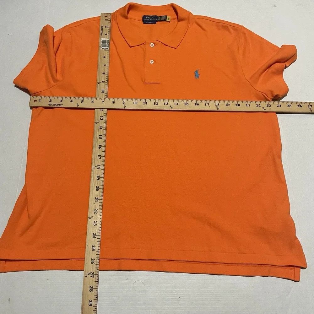 Polo Ralph Lauren Polo Shirt Mens 2XL‎ Orange Short Sleeve Cotton Stretch Pony